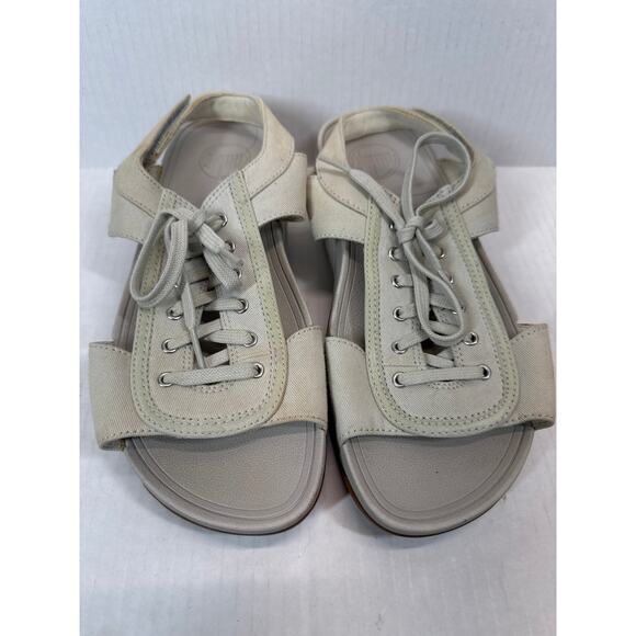 FitFlop Canvas Sandals Lace up Womens Size 8 - Picture 1 of 3
